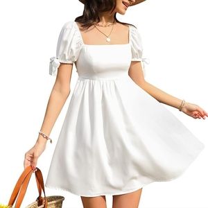 Mini women white summer dress